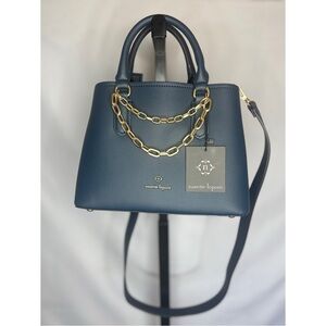 Nanette Lepore Blue and Gold Satchel with Structured Design